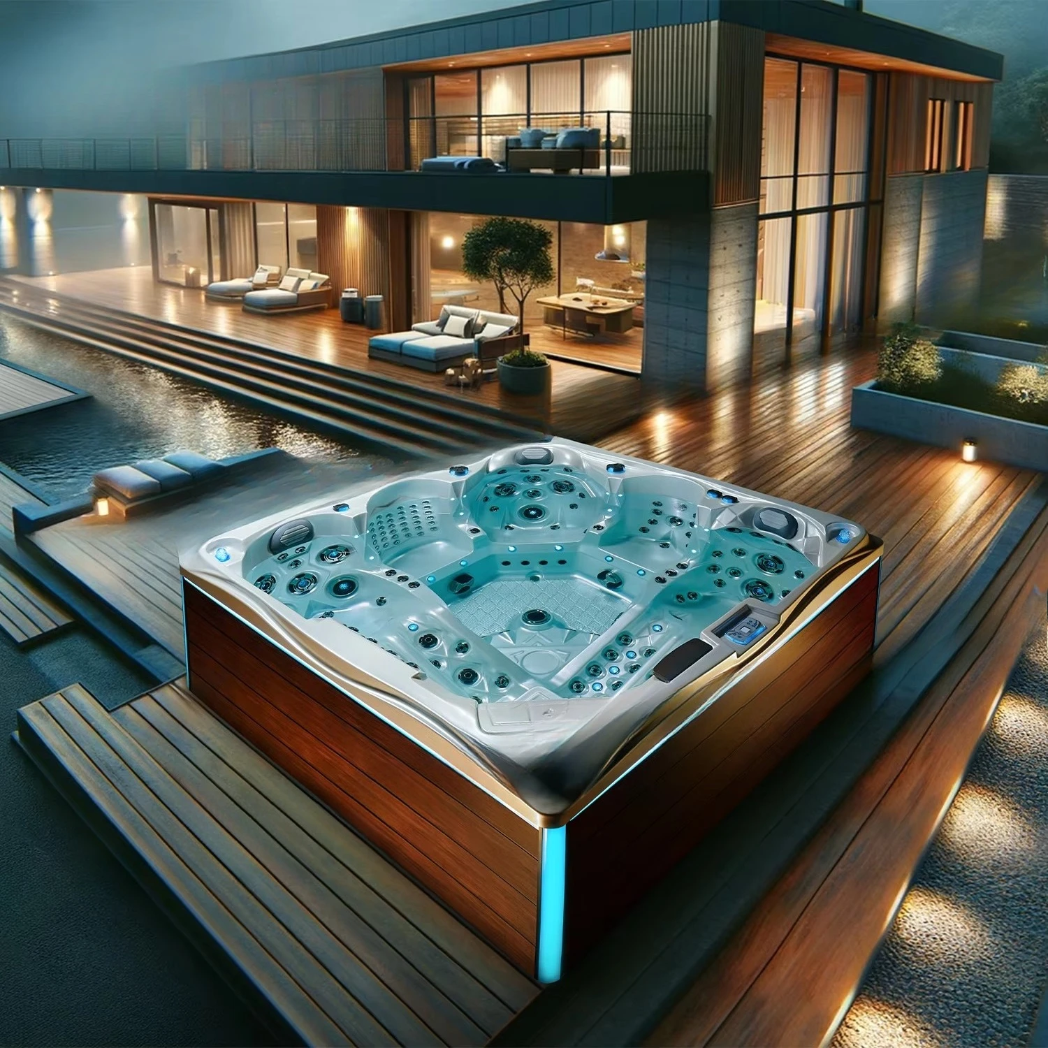 Outdoor Portable Massage Spa, 130 Jet Inflatable Hot Tub Pool, Heated Whirlpool for Couples & Garden Party