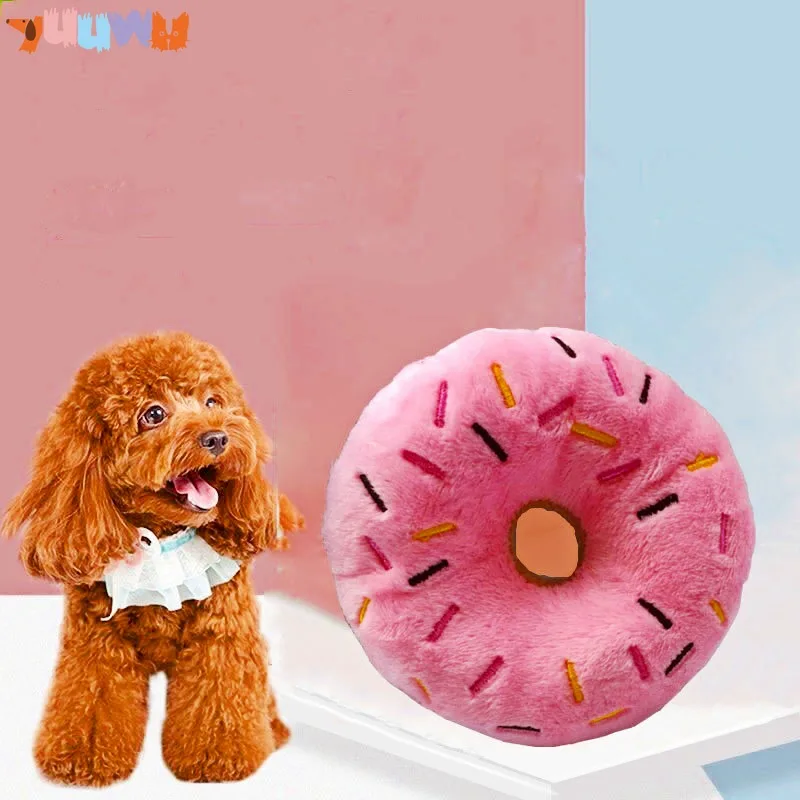 

Donuts Plush Toy for Dog Cute Puppy Squeaker Sound Toy Soft Toy Pet Items Funny Interactive Dog Toy Pet Articles Dog Accessories