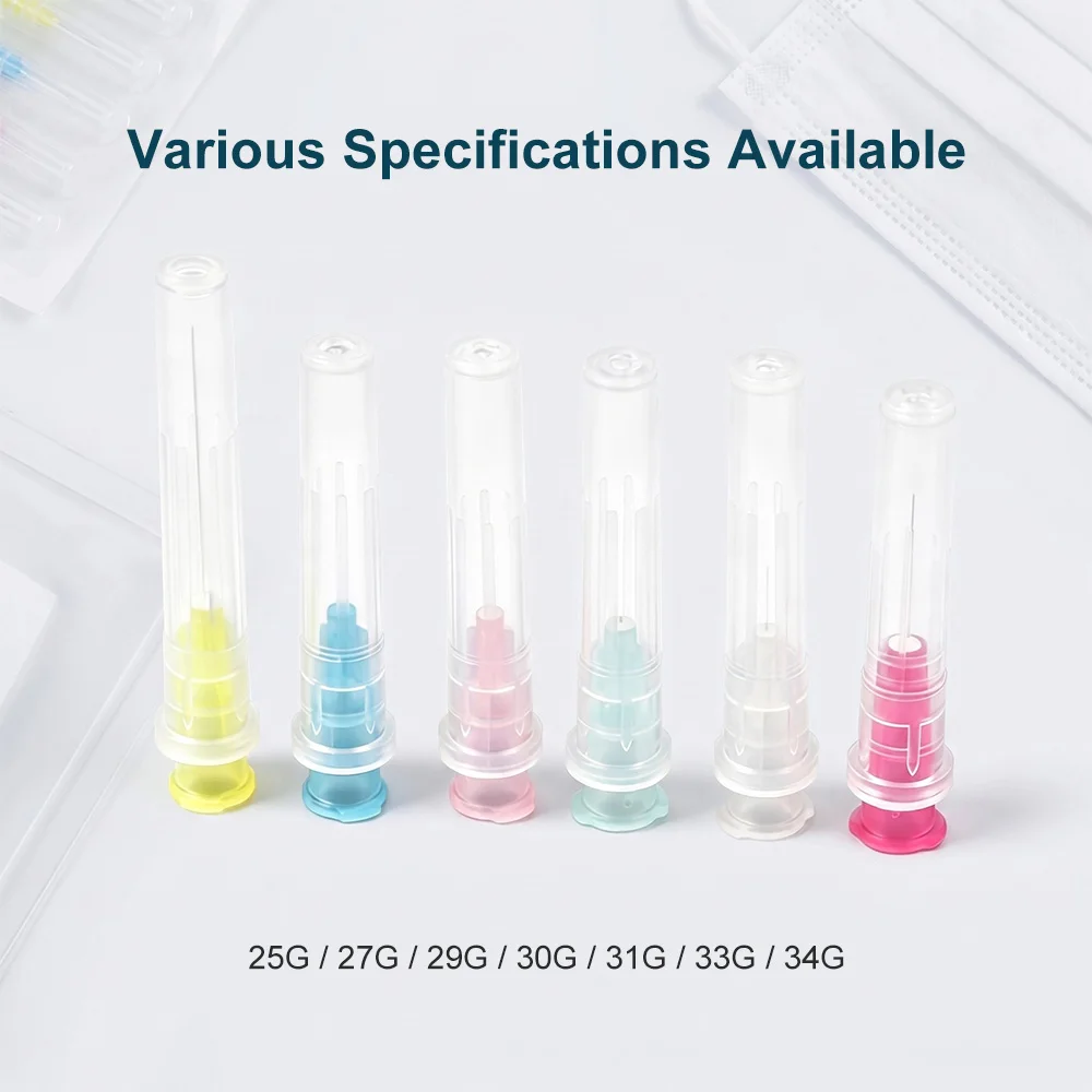 100PCS/200PCS Disposable Hypodermic Injection Needle Meso Needle Multi Gauge 25G-34G 4mm 6mm 13mm for Dermal Filler Injection