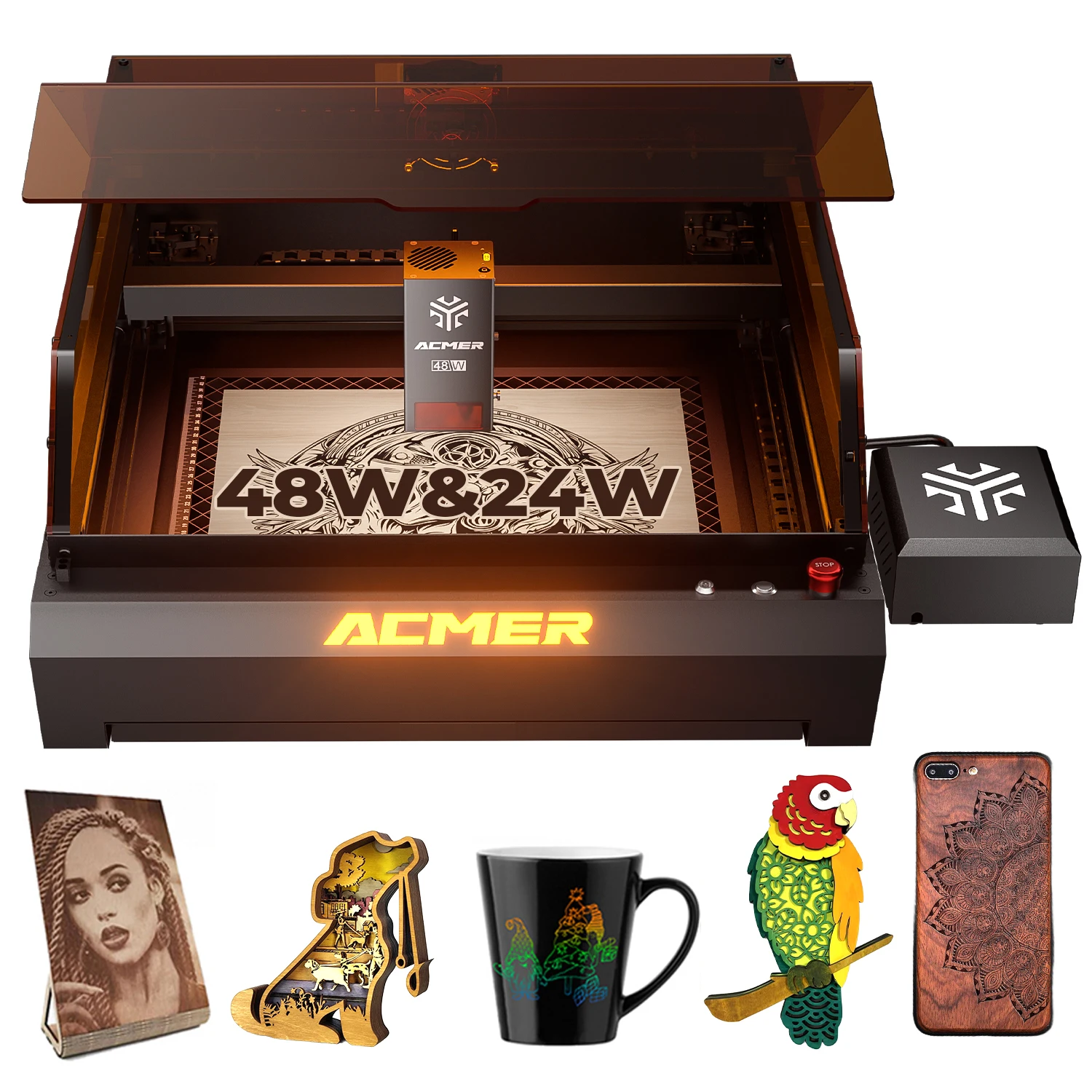 ACMER P3 Laser Cutter Engraving Machine Fully Enclosed Dual Laser CNC High Speed Engraving Cutting Machine herramientas Tools