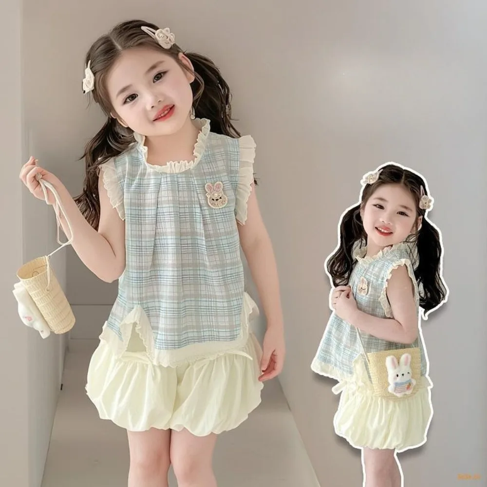 

Летнее модное новое кружевное платье принцессы без рукавов с рисунком кролика для девочек, милая и милая детская одежда, наряды для девочек