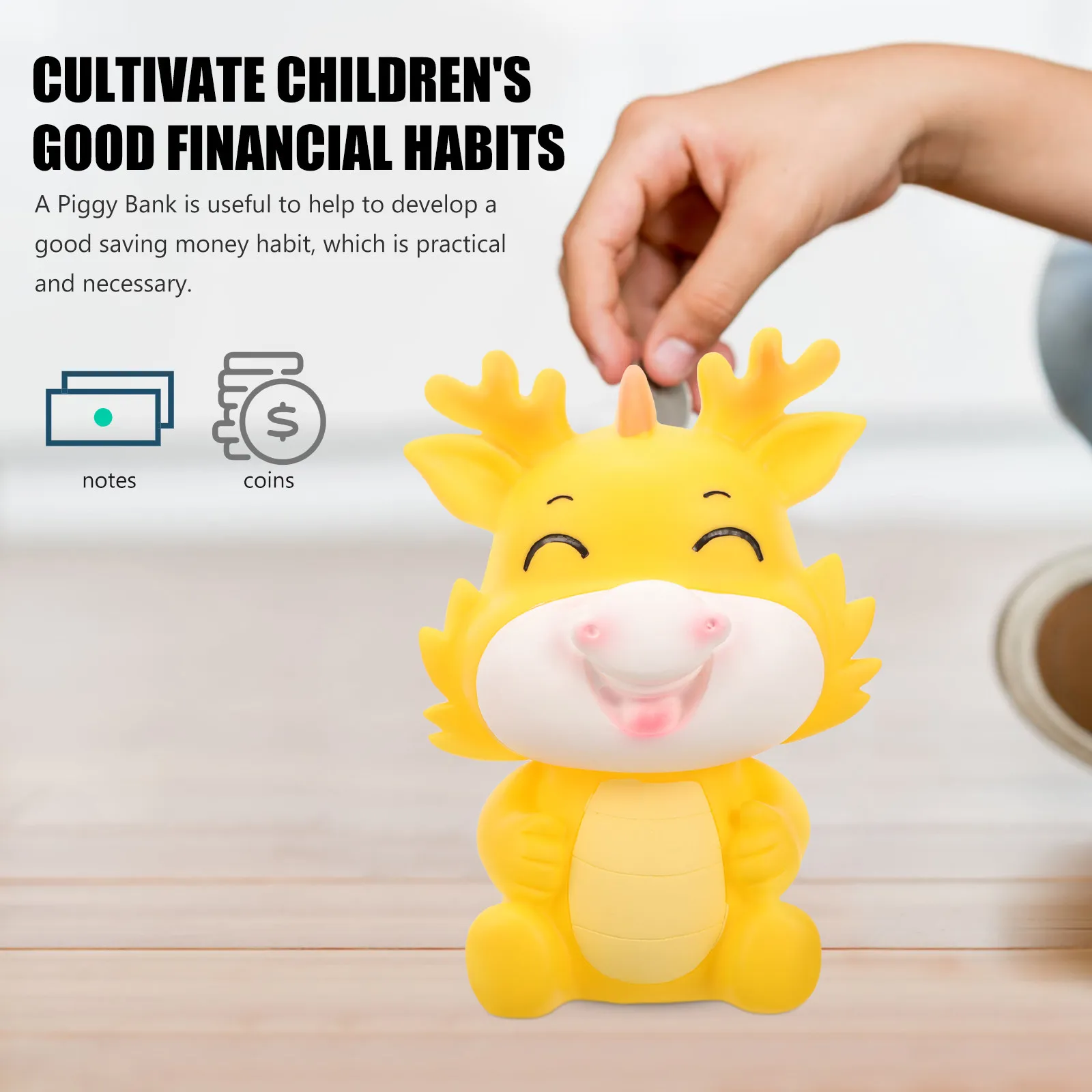 Dragon Year Piggy Bank Cartoon Zodiac Dragon Savings Jar with Bottom Stopper for Coins Cash Desktop Decor Gift for New Year