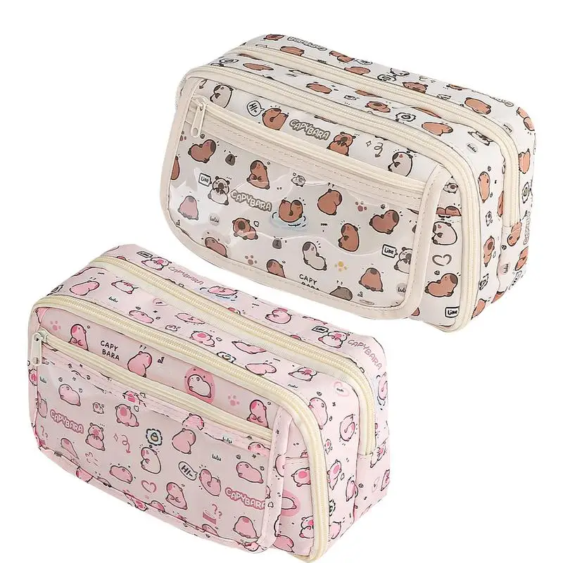 

Cute Capybara Pencil Bag with Zipper Flexible Design Storage Pencil Student Case for College Middle School High School