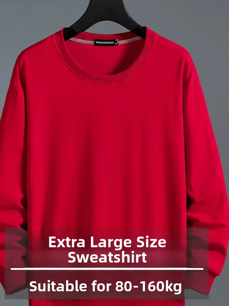 Luźny krój, okrągły dekolt, męska bluza plus size na wiosnę i jesień, wygodna warstwa bazowa, koszulka z mieszanki bawełny i poliestru.
