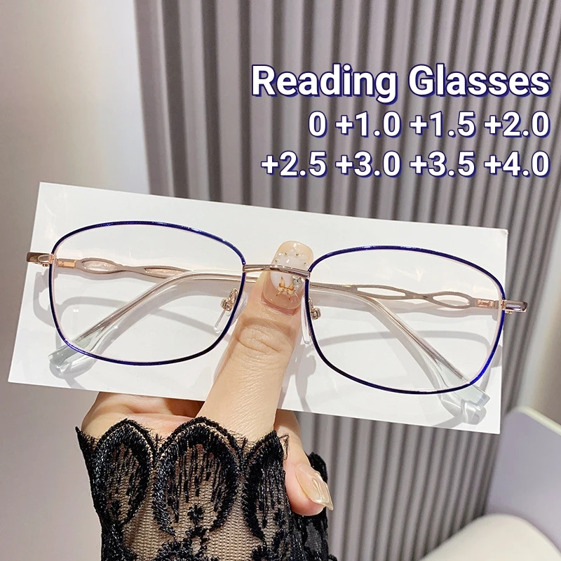 

Trendy Metal Small Frame Reading Glasses for Women Anti Blue Light Presbyopia Glasses Portable High-definition Eyeglasses