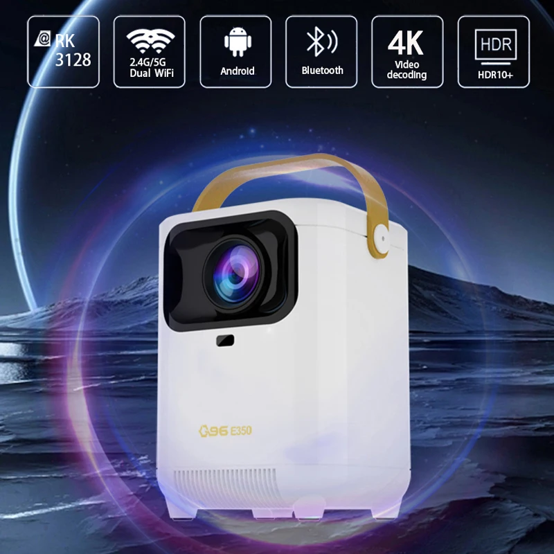 Portable Projector E350 4K Android Dual Wifi 5 120ANSI BT5.0 1080P 1280*720P Home Cinema Outdoor PK HY300 Pro Projetor