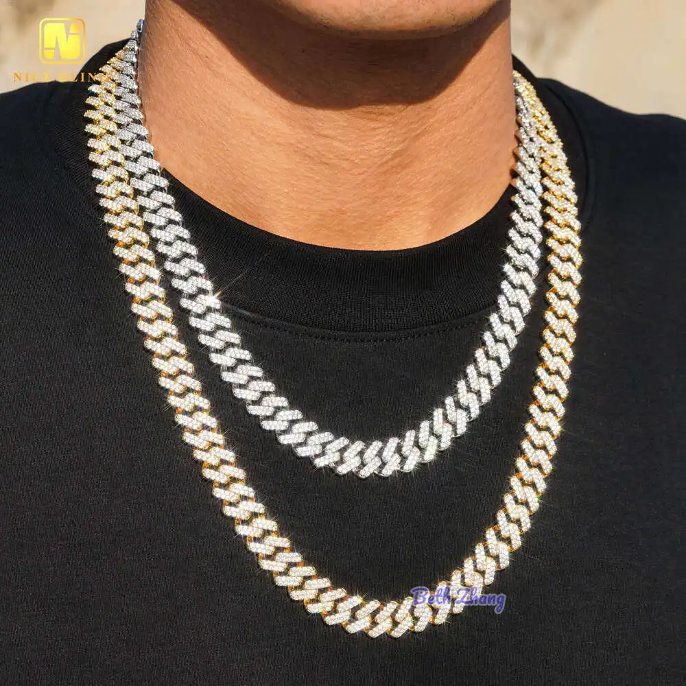 12mm Miami Cuban Link Chain 18k Gold Plated Brass Men Cuban Necklace Iced Out Zirconia Necklace Bracelet