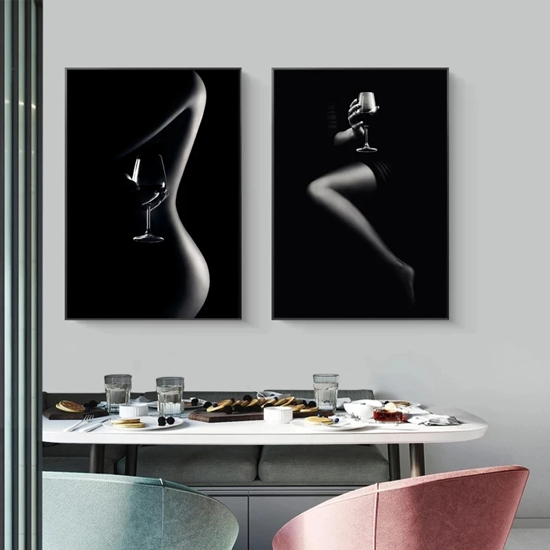 Nude Canvas Painting Seduction Sexy Body Nordic Modern Black White Nude Women Posters and Prints Wall Art Pictures Wall Decor