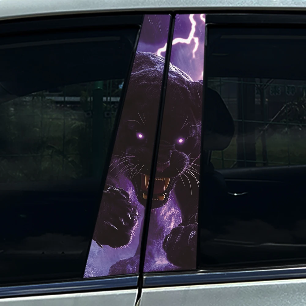 

2PCS Premium 3D Purple Panther Car BPillar Decal Durable PET Auto Window Middle Column Sticker Fits 99% Cars with Free Gift Tool