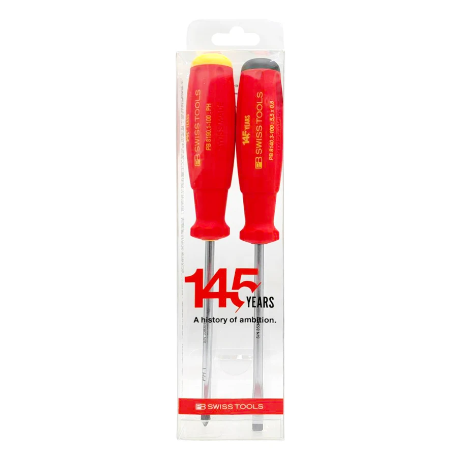 PB SWISS 2 PCS Anniversary Screwdriver Set 145th Limited Edition Screwdrivers for Slotted and Phillips Screws 888.SET