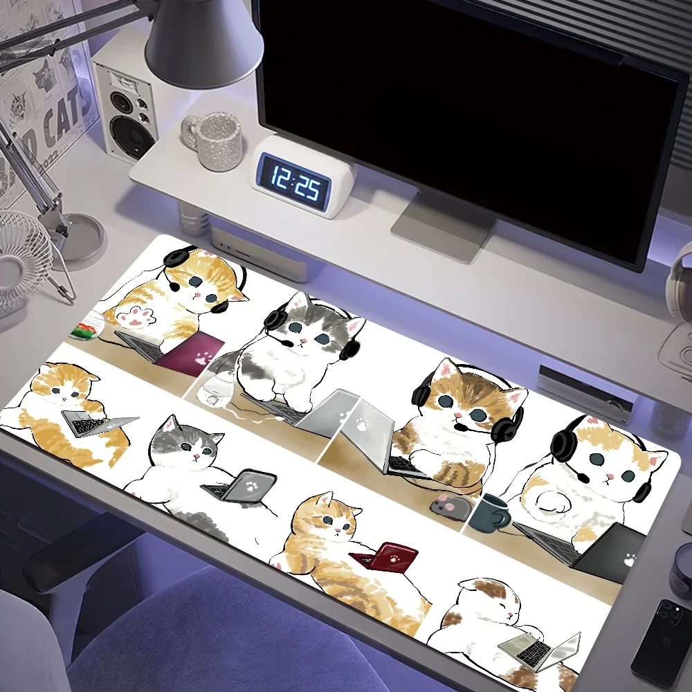 Mofusand لطيف للكمبيوتر الشخصي كبير ماوس مكتب الألعاب ماوس الوسادة مخيط حواف قاعدة ممتدة