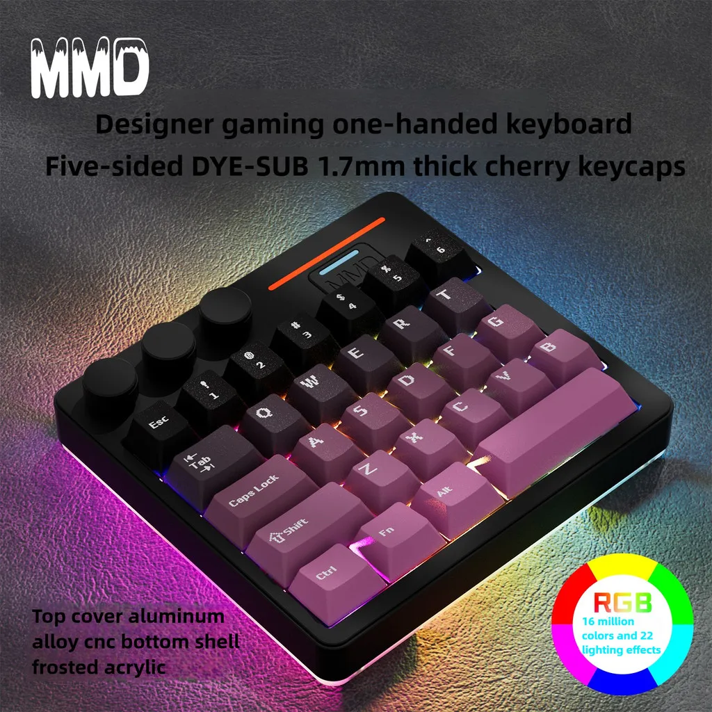 

(Aluminum) MMD KM29 CNC One Hand Mechanical Keyboard Wireless 3mode Customized VIA QMK Designer Drawing for PS /PR/C4D