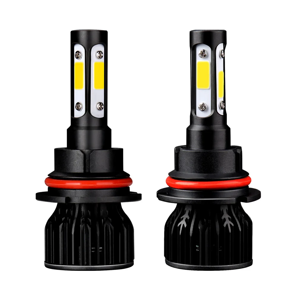 9007 4-Sides COB Chips Car Light Bulbs Turbo LED Headlights 6000K White  Bulit in Drive 150W Headlamps
