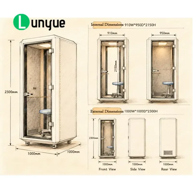 Premium Single Office Cabin Soundproof Telephone Booth for Open Office Spaces Durable 30dB Noise Reduction with Fresh Air