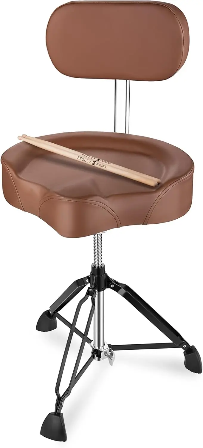 Fesley Drum Stool, Padded Seat Height Adjustable Drum Throne, Drum Seat with Anti-Slip Feet for Adults Beginner Drummers, FS30