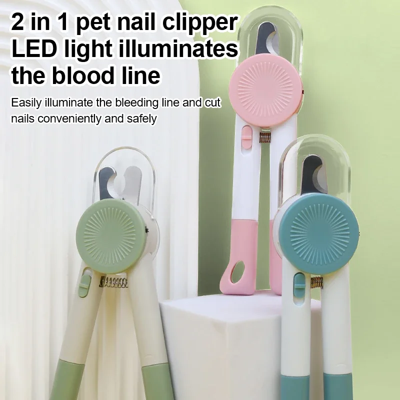 Professional Light Dog Nail Clippers File LED Shine Blood Line Anti-blood Bit Cat Nail Clippers Nail Grinder Pet Supplies