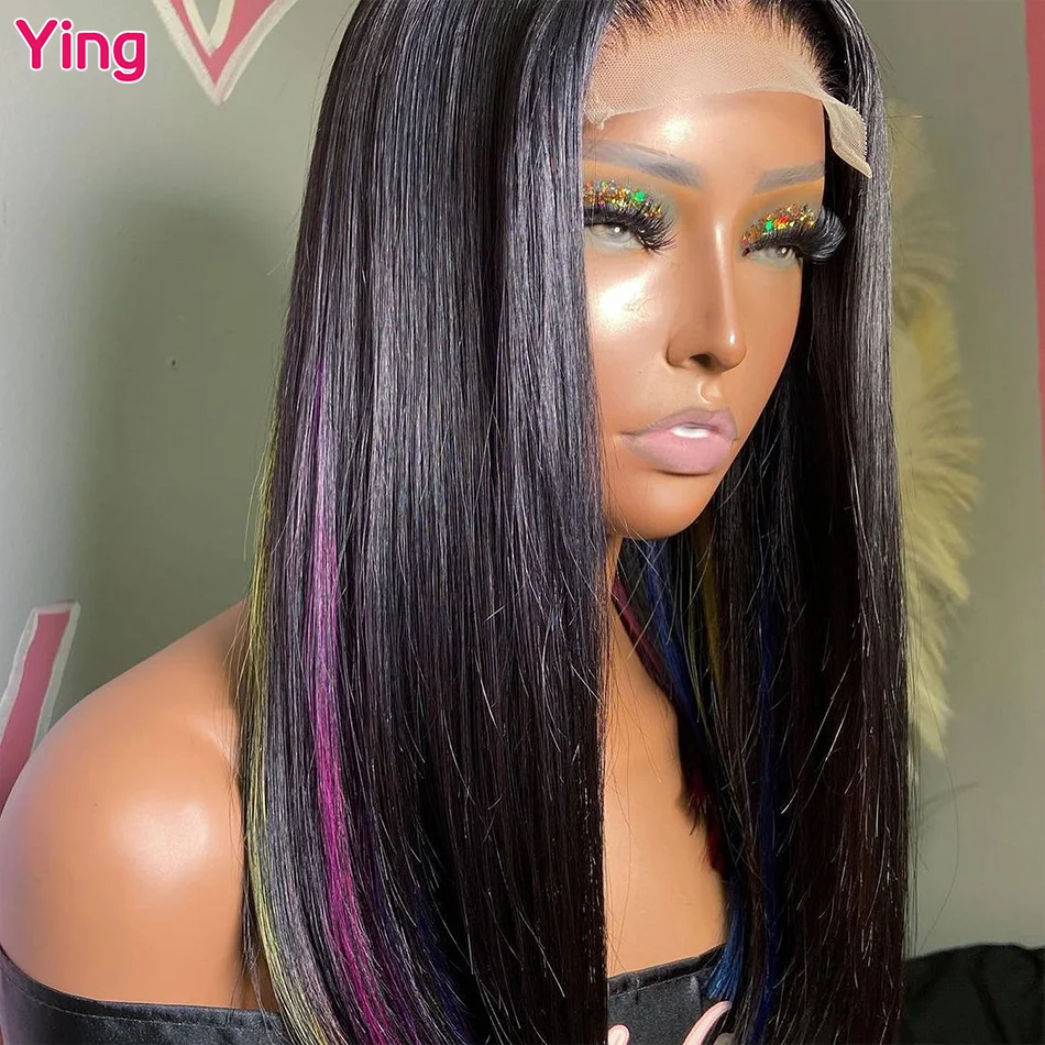 Ying Bone Straight Highlight Multicolor Pink 12 A 13x4 Lace Front Wig 13x6 Lace Front Wig PrePlucked 5x5 Transparent Lace Wig