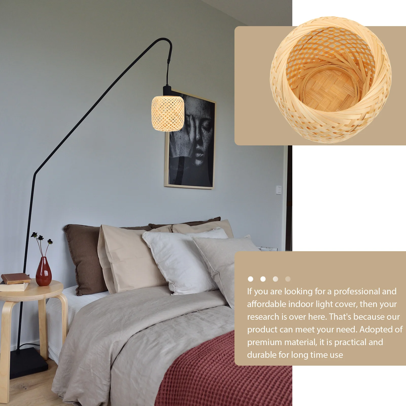 

Bamboo Lampshade Woven Light Cover for Desk Table Hanging Lamp Replacement Small Lamp Shades Decorative Warm Atmosphere