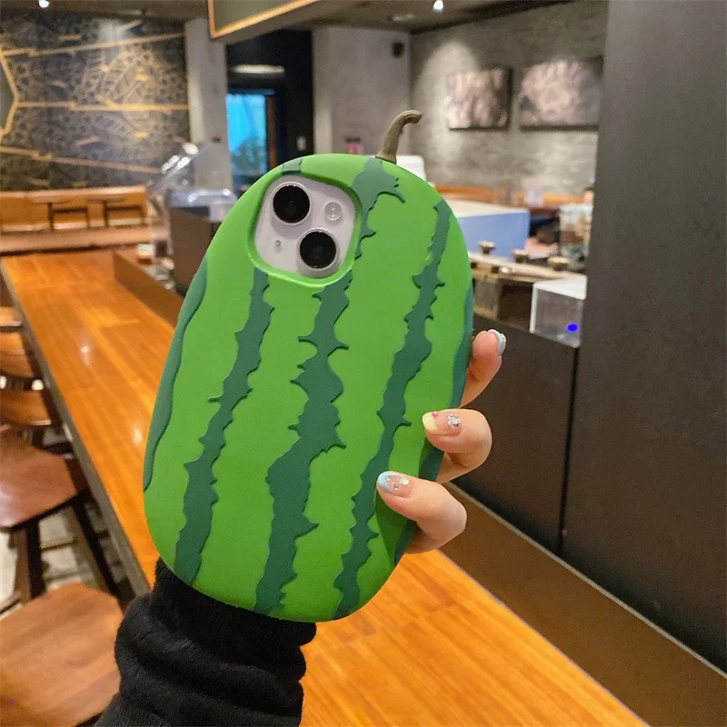 Cute big watermelon phone case for iPhone 14 13 12 11 pro Max soft silicone funny simulation fruit mobile phone cover bumper