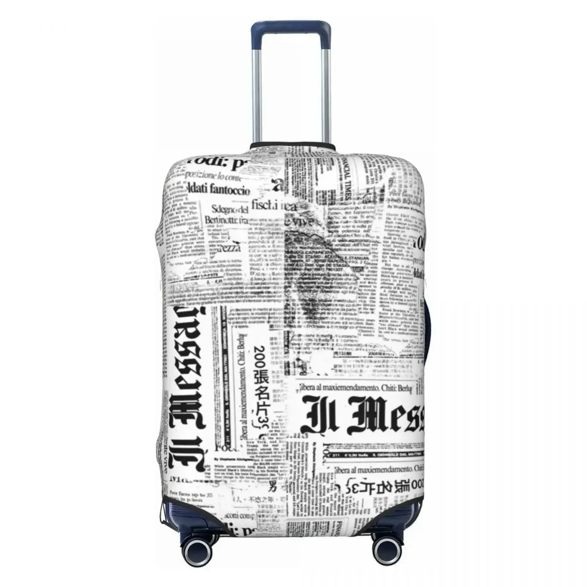 Newspaper Collage Suitcase Cover Texts And Headlines Fun Travel Protector Luggage Supplies Holiday