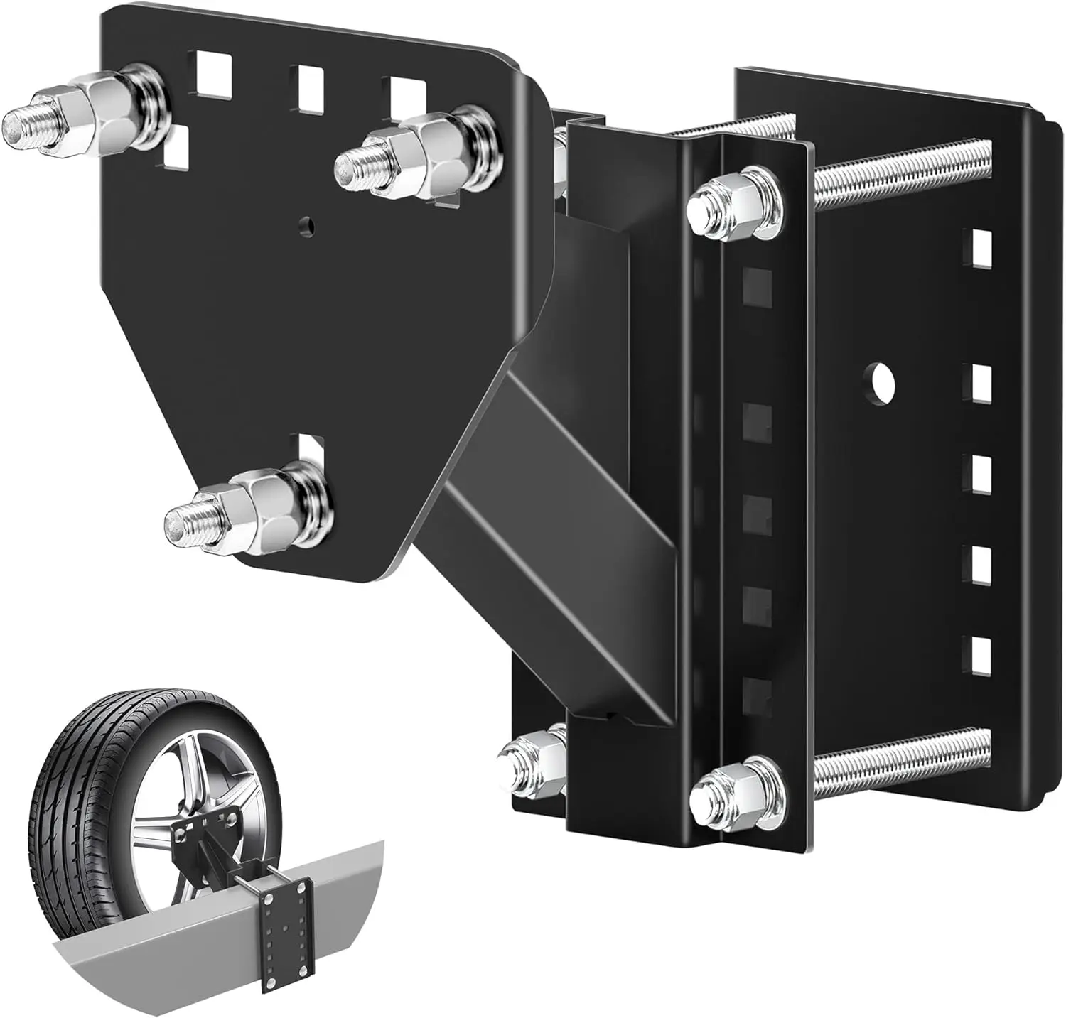 3-Nut Spare Tire Mount for Utility Trailers, Fits 4-6 Lug Wheels, Holds Up to 160 Lbs