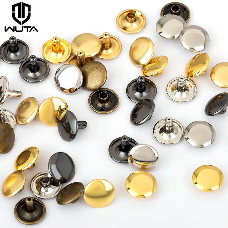 WUTA 100set 100% Brass Leather Rivet Double Cap Rivet Round Stud Spike Collision Nail Decorative Rivet For Clothes Bag Shoe Belt