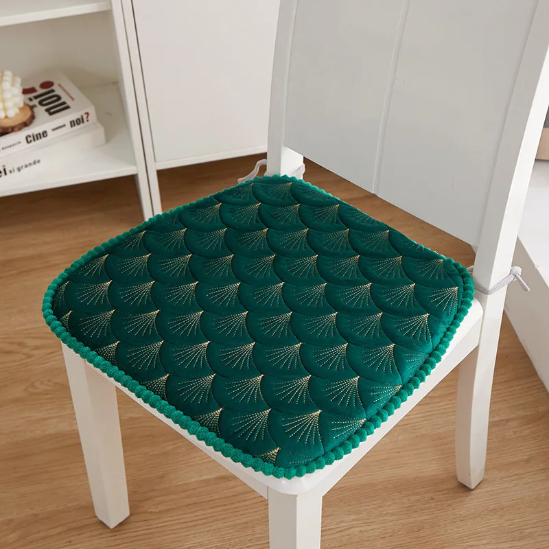 High-quality Thicken Non-slip Sit Cushion Modern Style Crystal Velvet Dining Chair Pad Horseshoe-shape Office Sedentary StoolMat