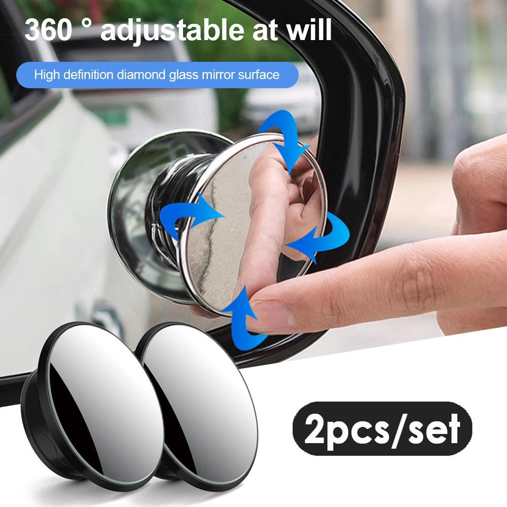 2Pcs Car Mirror Hd Convex Mirror Blind Spot Auto Rear View Mirror 360 Degree Wide Angle Vehicle Parking Assistant Mirrors