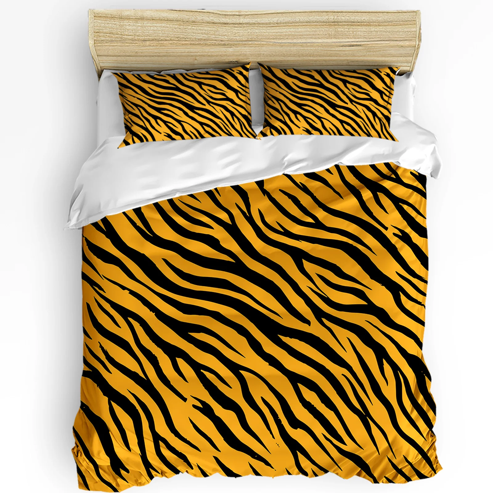 Black Yellow Tiger Pattern Texture 3pcs Duvet Cover Set Pillow Case Bedroom Single Double Bed Comforter Bedding Set Quilt Cover