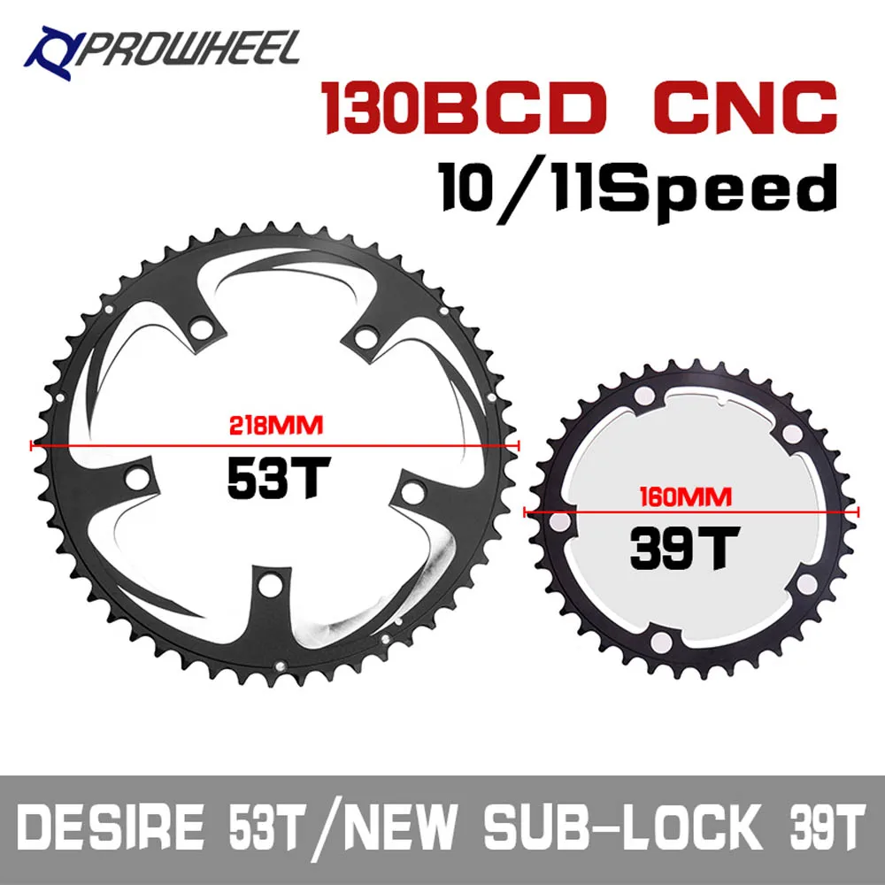 Prowheel chainring 110/130bcd estrada bicicleta rodas dentadas dupla 34t/50t 39t/53t 9/10/11 s peças de bicicleta para shimano bandeja