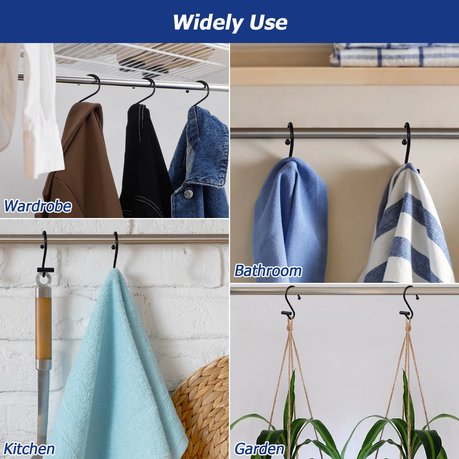 12Pcs S Shape Bathroom Curtain Hooks Electroplated Iron Sliding Quiet Shower Curtain Rings Fits Most Standard Shower Rods view 5