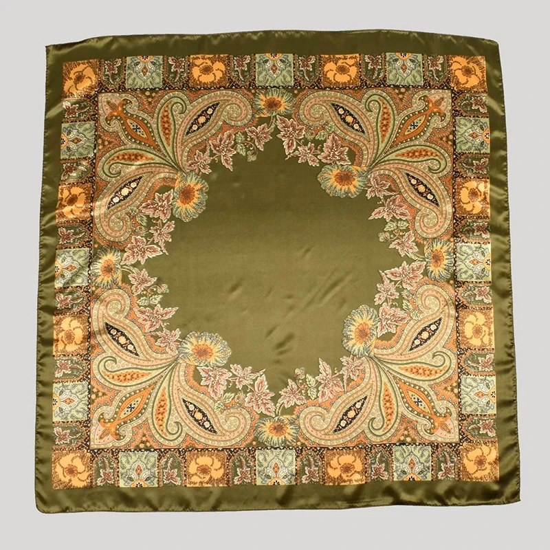 90X90CM Luxus Retro Marke Platz Schal für Frauen Sonnencreme Strand Kopftuch Hijab Mädchen Alle Jahreszeiten Schals Dame bandana Stirnband