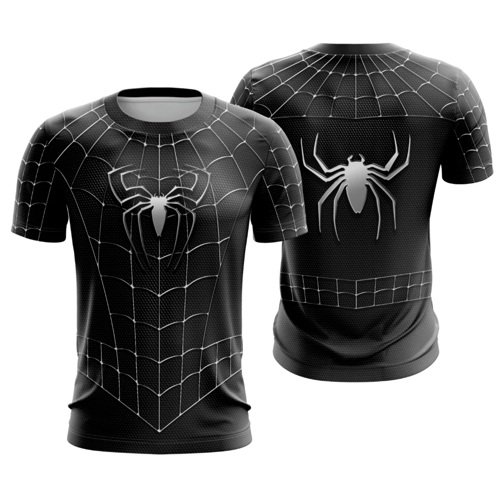 Hot Toys Super Hero Movie Hero Role Playing T Family Summer Breathable Fitness Sports Spider Top Family Matching Clothing