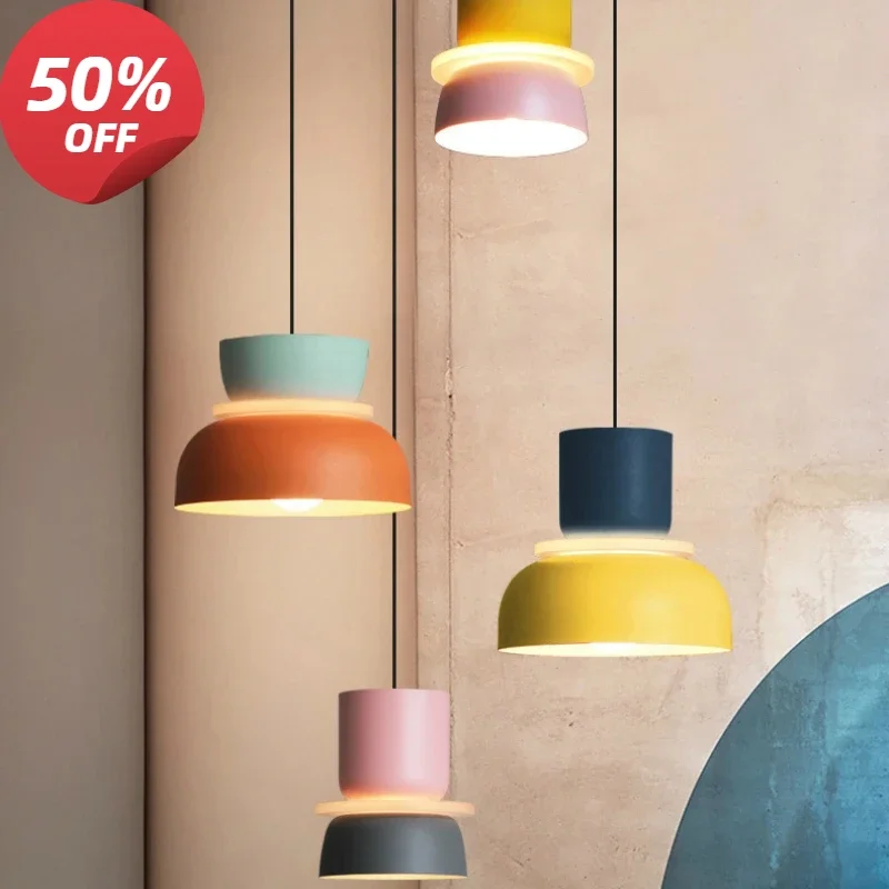 

Modern Macaron LED Pendant Light Color Hanging Study Dining Room Bedside Bedroom Pendant Light Lighting Decoration