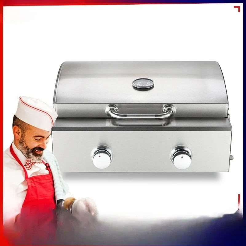Horno de Pizza de 650*470*400cm, Horno de Gas Americano de Acero Inoxidable, Portátil para Exteriores, para Jardín y Hogar, con Pizarra, Electrodomésticos de Cocina