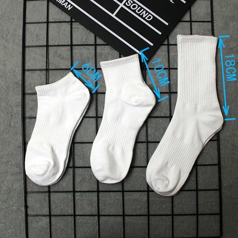 Crew or High Tube 100% Cotton Men\'s Solid Color White Socks In Autumn and Winter Stockings Black High Tube Sports