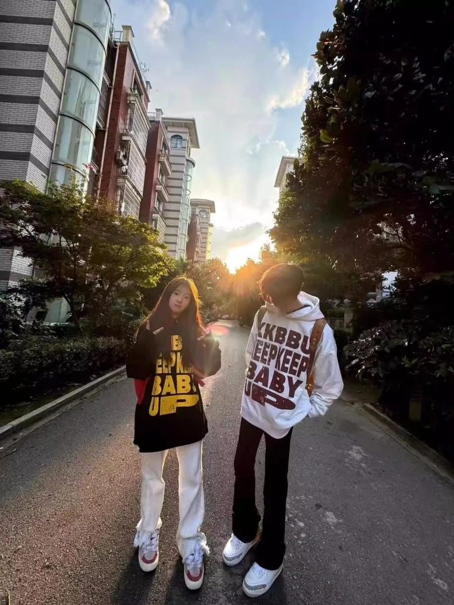 

Новая толстовка унисекс 2025 года в стиле американского хай-стрит с принтом, утепленная, осенне-зимняя, модная, брендовая, для пар