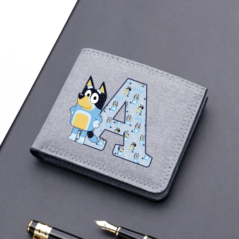 Blueyi Bingo Nylon Wallet Cartoon A-Z Letter Print Money ClipAnime Portable Mini Storage Bag Cute Kawaii Id Card Organiser Gifts