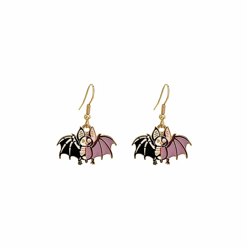 Halloween Theme Alloy Dangle Earrings for Women Cartoon Rabbit Cat Shark Bat Fashion Personality Earring