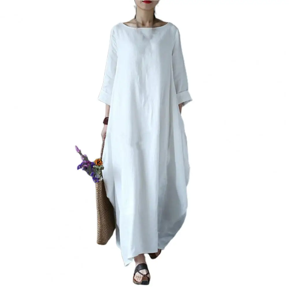 2023 Summer autumn Big Size Dresses Women 4xl 5xl Loose long vintage Dress Boho Shirt Dress Maxi Robe fashion Female