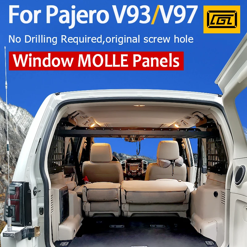 

For Mitsubishi Pajero V80 V93 V95 V97 V98 2007-2021 MOLLE Storage Panel Shelf Accessories Car Rear Trunk Debris Rack Car-Styling