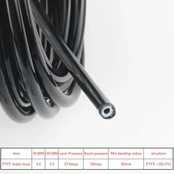 Motorcycle AN3 5m/lot Braided Stainless Steel Nylon Brake Line Hose Fluid Hydraulic Hose Ptfe Brake Line Gas Oil Fuel Tube Pipe