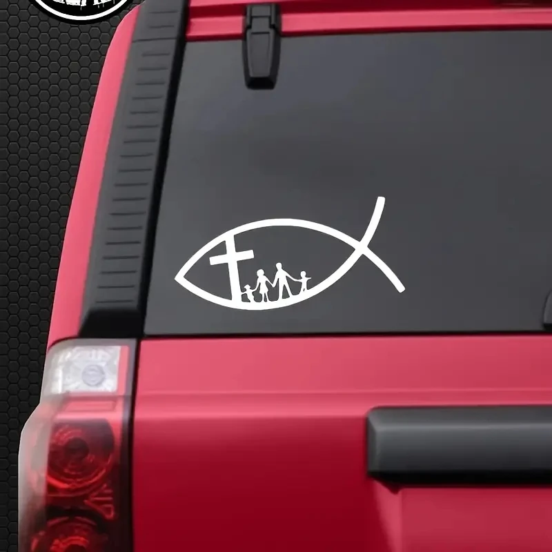 Car Sticker Motorcycle PVC Decals Christian Fish Jesus Family Cross Church Decorative Stickers Creative Decor Accessories #JT01