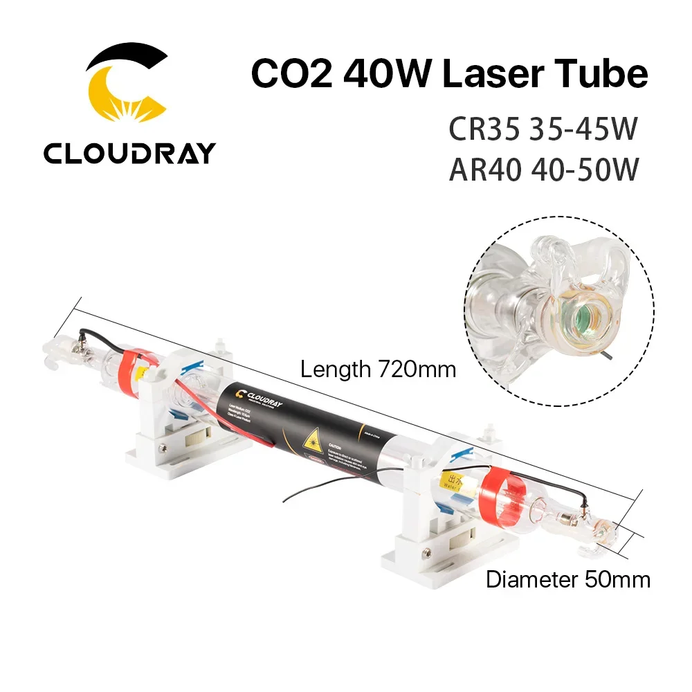Cloudray 35-45W Co2 Metal Glass Laser Tube 720MM 40W Glass Laser Lamp for CO2 Laser Engraving Cutting Machine
