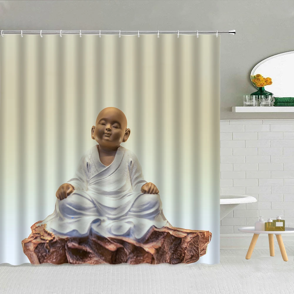 

Buddha Statue Zen Stone Shower Curtain Desert Stones Polyester Hanging Curtains Bathroom Supplies Home Decor 3D Printed Washable