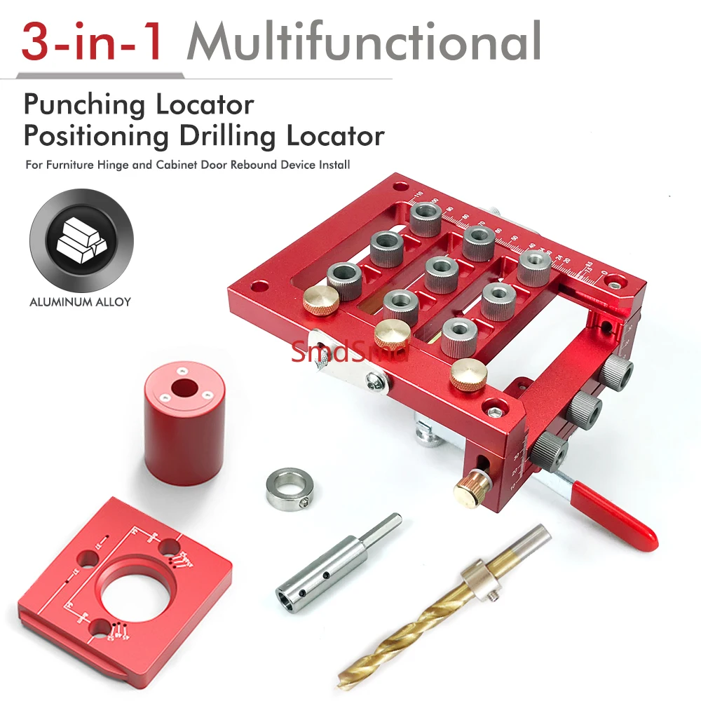 New Woodworking 3-in-1 Hinge Locator Punch Woodworking Tools Furniture Hole Punch Locator Punch Tool
