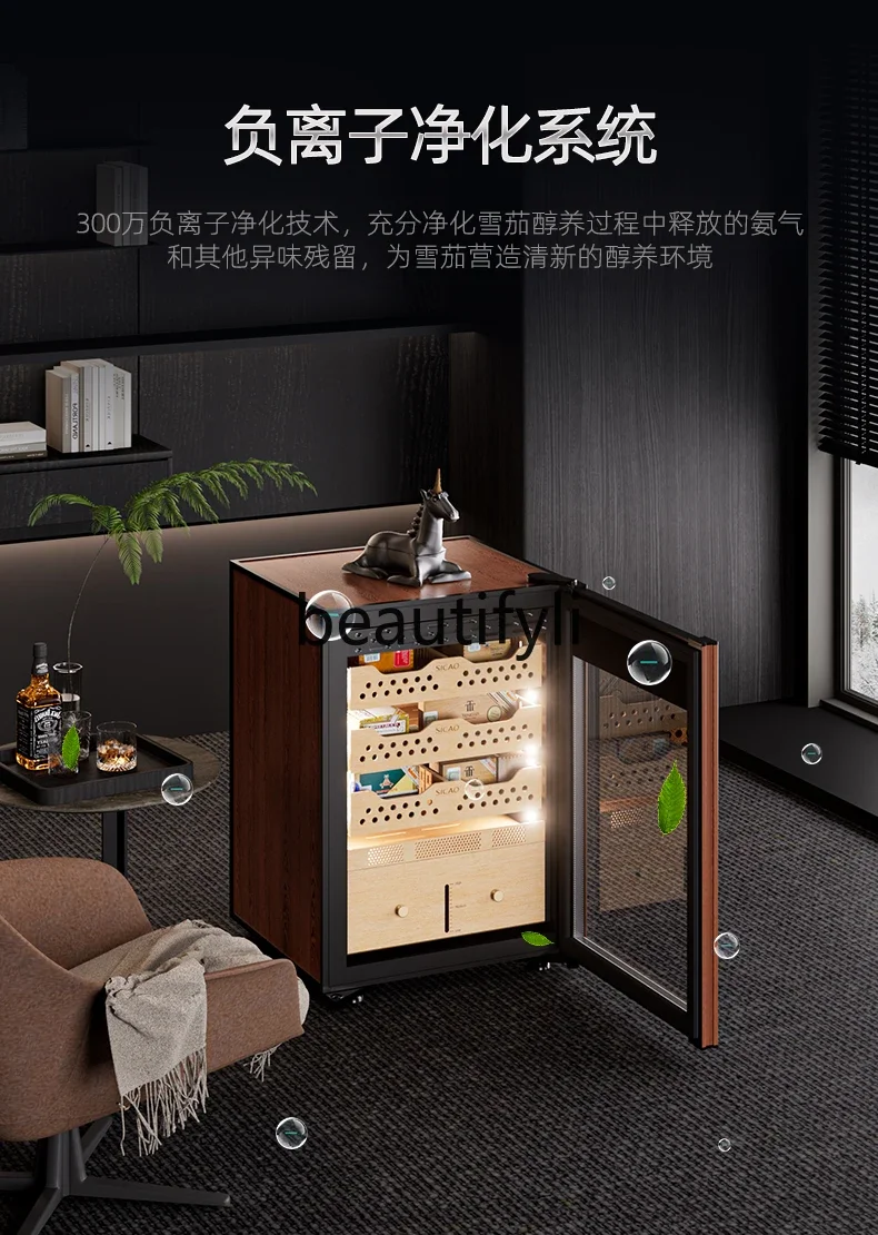 Hot sales Constant Temperature Cigar Humidor Cabinet Cedar Wood Refrigerated Humidifier Cigar Cabinet Constant Temperature and H