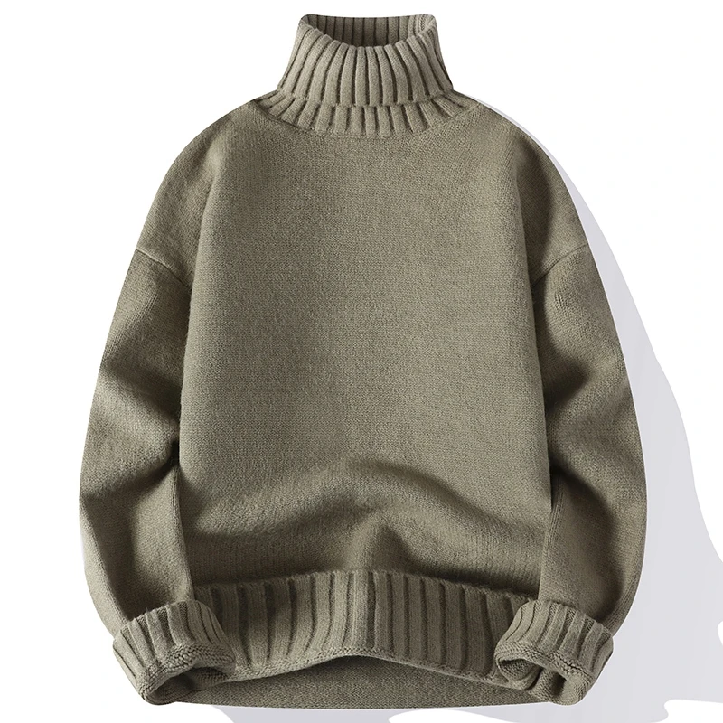 

New Vintage Half - Turtleneck Knitted Sweater Yellow Base Layer Pullover Warm Inner Wear for Men's Autumn and Winter Tops