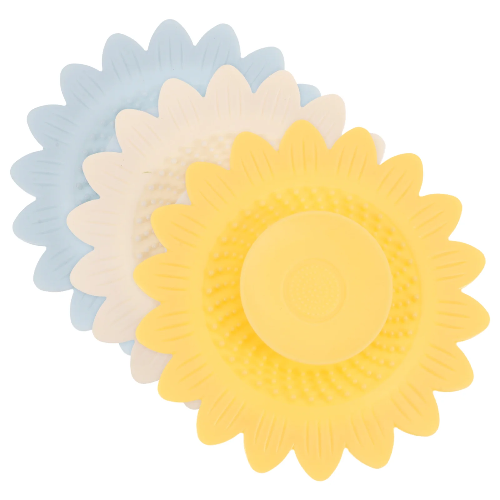 3 Pcs Sunflower Floor Drain Mat Bath Hair Catcher Tub Shower Bathtub Plug Stoppers Silica Gel Covers