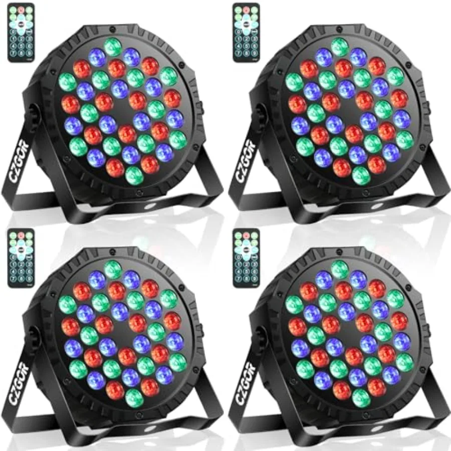

LED Stage Lights Pack - 36W RGB DJ Par Lights with Sound Activated Auto Play by Remote and DMX Control Uplights for Events Wedd